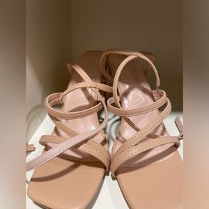 Size 9. Square Toe Heeled Sandals For Women, Women's Low Block Heels Sandals